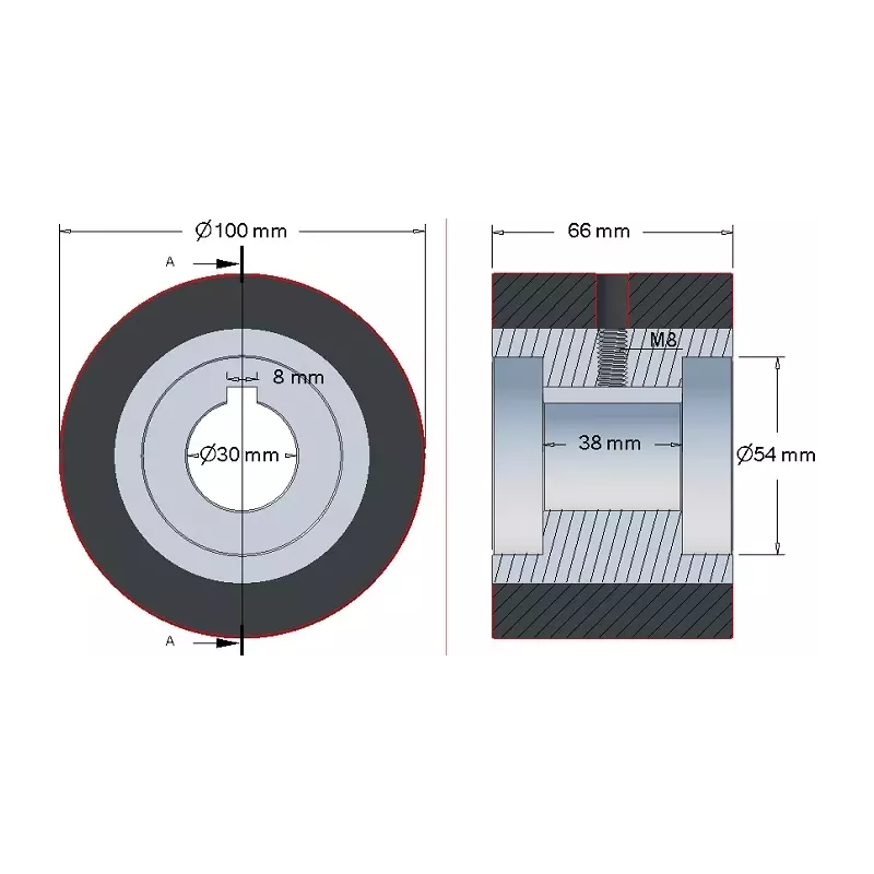 Roller no. 137 – steel and rubber return roller Ø100 mm for Grimme machines | OEM Grimme 076.00889 | made by KiJ