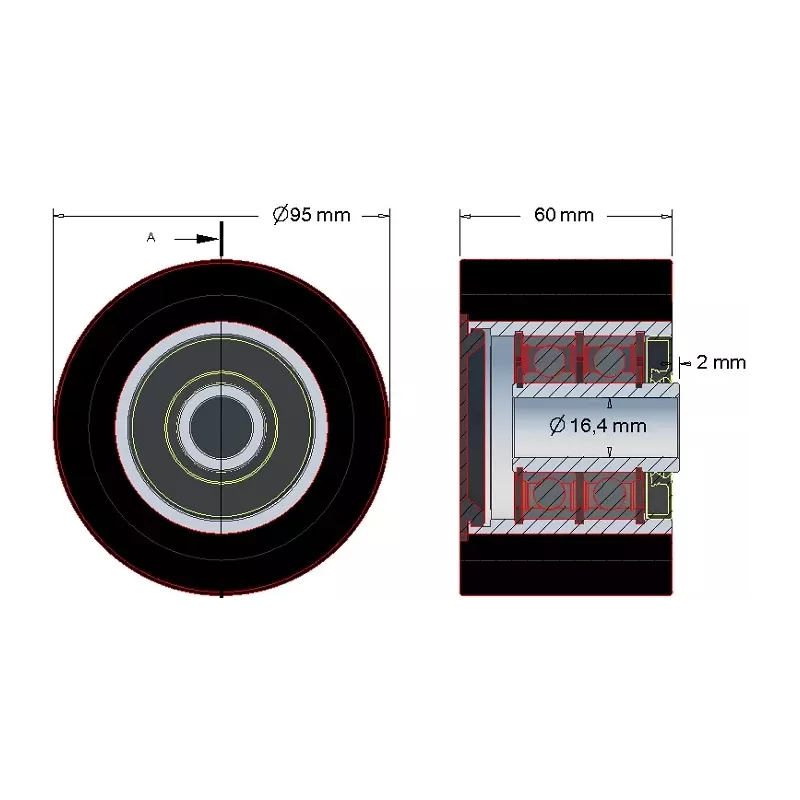 Roller no. 188 – steel and rubber roller Ø95 mm for ROPA machines | OEM ROPA 252096 | made by KiJ