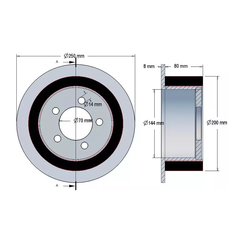 Roller no. 219 – steel and rubber drive roller Ø200 mm for ROPA machines | OEM ROPA 121368 | made by KiJ