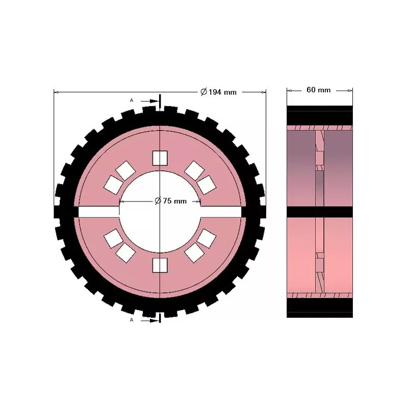 Roller no. 230 – steel and rubber drive roller Ø194 mm for Grimme machines | OEM Grimme 076.04013 | made by KiJ