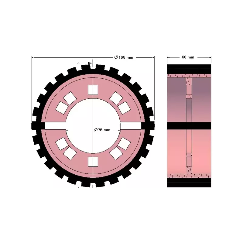 Roller no. 232 – steel and rubber drive roller Ø168 mm for Grimme machines | OEM Grimme 076.04012 | made by KiJ