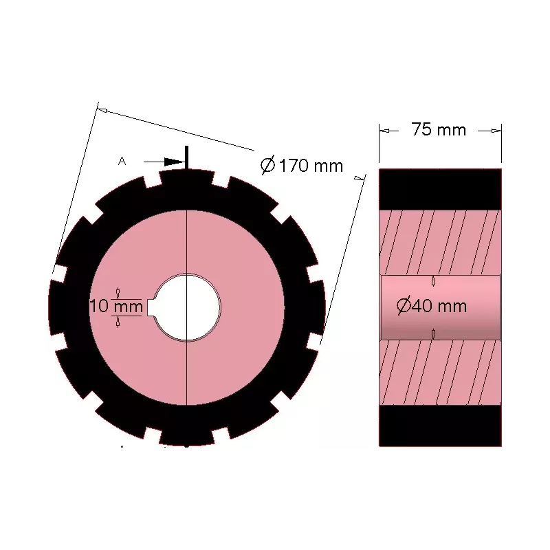 Roller no. 266 – steel and rubber drive roller Ø170 mm for AVR machines | OEM AVR 742.20.80 | made by KiJ
