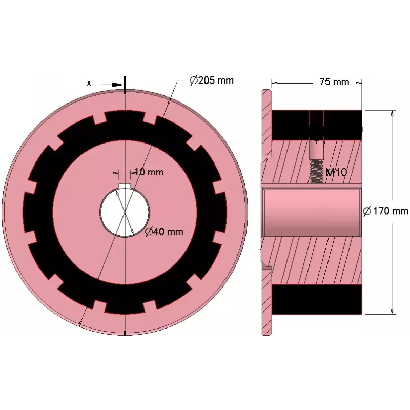 Roller no. 267 – steel and rubber drive roller Ø170 mm for AVR machines | OEM AVR 742.20.70 | made by KiJ