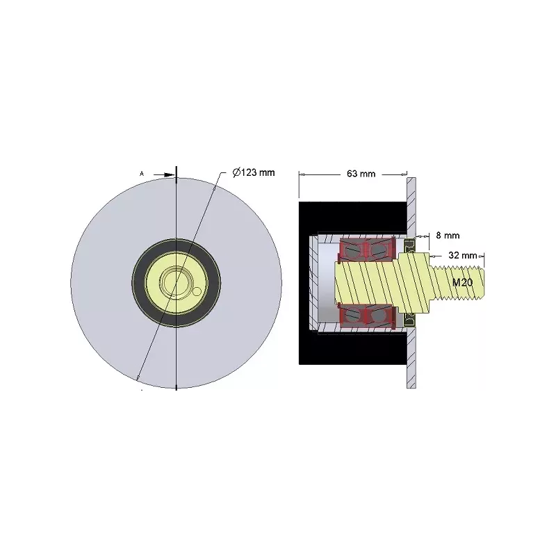 Roller no. 269 – steel and rubber support roller Ø95 mm for AVR machines | OEM AVR 02.16.20 | made by KiJ
