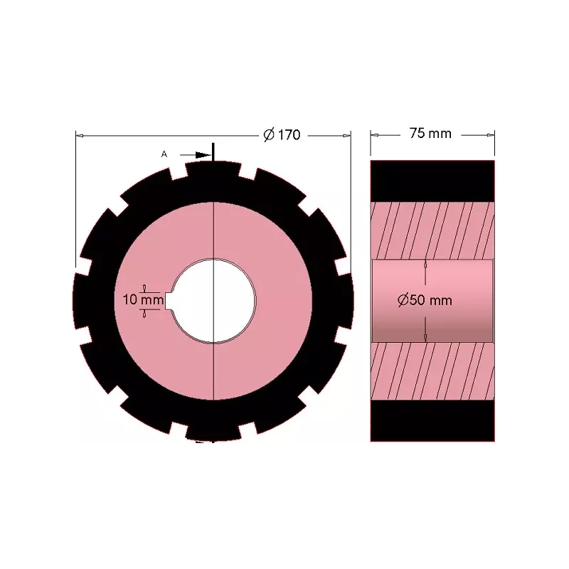 Roller no. 271 – steel and rubber drive roller Ø170 mm for AVR machines | OEM AVR 742.20.85 | made by KiJ