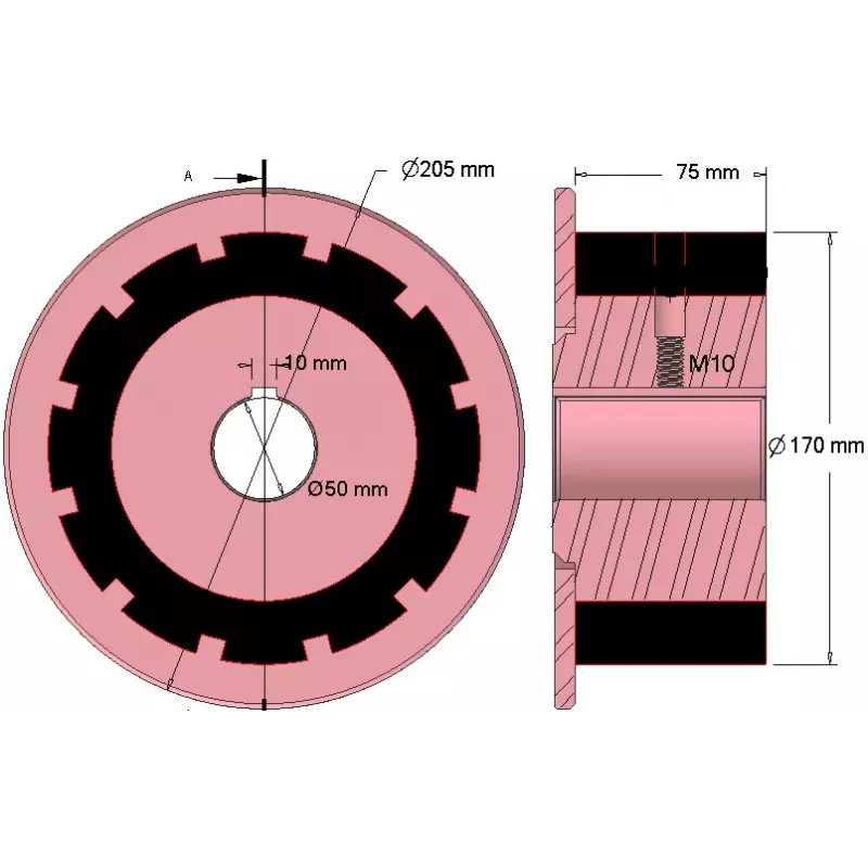 Roller no. 272 – steel and rubber drive roller Ø170 mm for AVR machines | OEM AVR 742.20.75 | made by KiJ