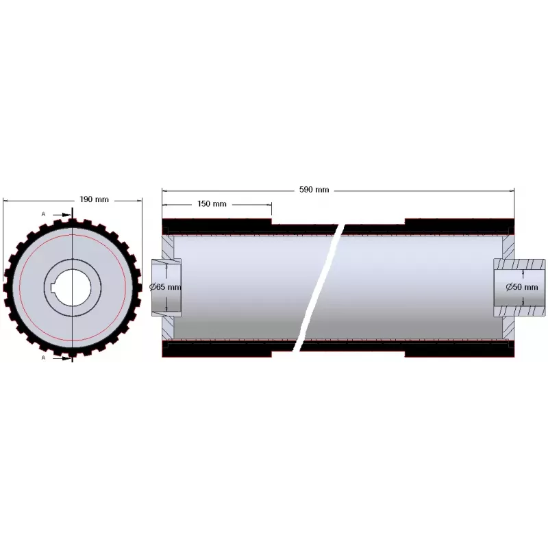 Roller no. 273 – steel and rubber support shaft Ø192 mm for Grimme machines | OEM Grimme 076.00859 | made by KiJ