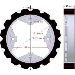 Roller no. 274 – steel and rubber drive roller Ø250 mm for Dewulf machines | OEM Dewulf 0000005328 | made by KiJ
