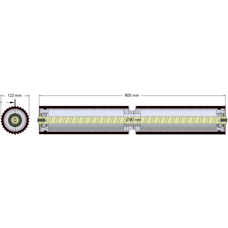 Roller no. 304 – steel and rubber roller Ø122 mm | OEM 184.223.00 | made by KiJ