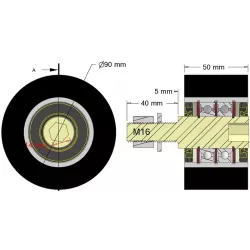 Roller no. 311a – steel and rubber support roller Ø90 mm for Guaresi machines | made by KiJ