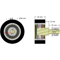 Roller no. 313 – steel and rubber support roller Ø80 mm for Guaresi machines | OEM Guaresi P7714120000 | made by KiJ