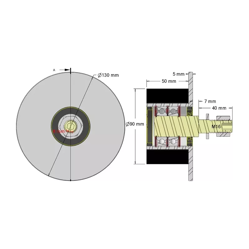 Roller no. 314 – steel and rubber support roller Ø90 mm for Guaresi machines | OEM Guaresi P7708050000 | made by KiJ