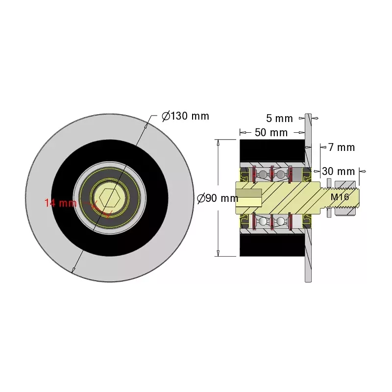 Roller no. 314a – steel and rubber support roller Ø90 mm for Guaresi machines | made by KiJ