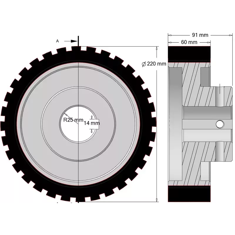 Roller no. 333 – roller Ø220 mm for Wuhlmaus machines | made by KiJ