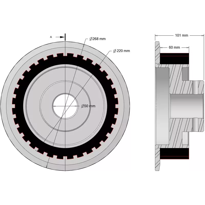 Roller no. 334 – roller Ø220 mm for Wuhlmaus machines | made by KiJ