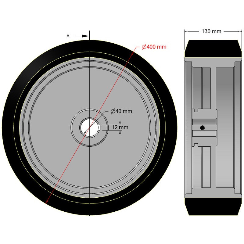 Roller no. 335 – reconditioning: roller Ø400 mm | OEM 157.031.00 | made by KiJ