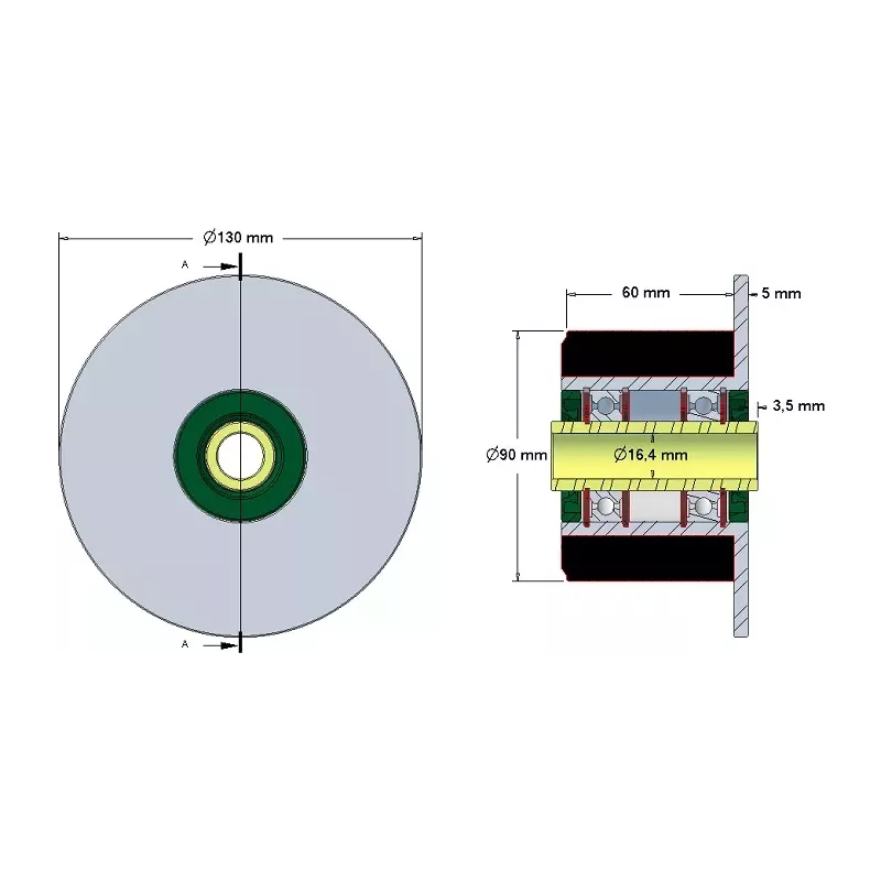 Roller no. 25 – steel and rubber roller Ø90 mm for ROPA machines | OEM ROPA 252019, 1130004669, 252105 | made by KiJ