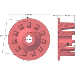 Roller no. 48 – cast iron drive roller Ø145 mm, pitch 44 mm | made by KiJ