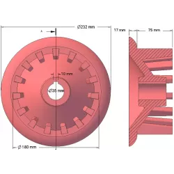 Roller no. 50 – cast iron drive roller Ø180 mm, pitch 40 mm | made by KiJ