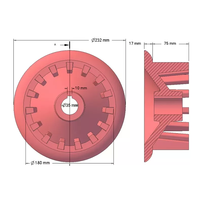 Roller no. 50 – cast iron drive roller Ø180 mm, pitch 40 mm | made by KiJ