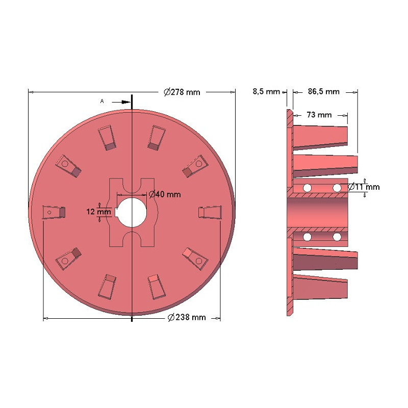 Roller no. 60 – cast iron drive roller Ø238 mm, pitch 40/80 mm | OEM 000.00345 | made by KiJ