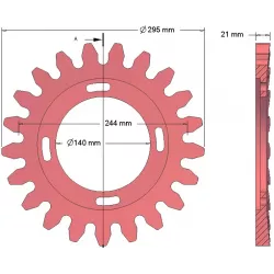 Roller no. 73 – cast iron drive roller Ø295 mm, pitch 40 mm, for Grimme machines | OEM Grimme 200.06504, 006.00294 | made by KiJ