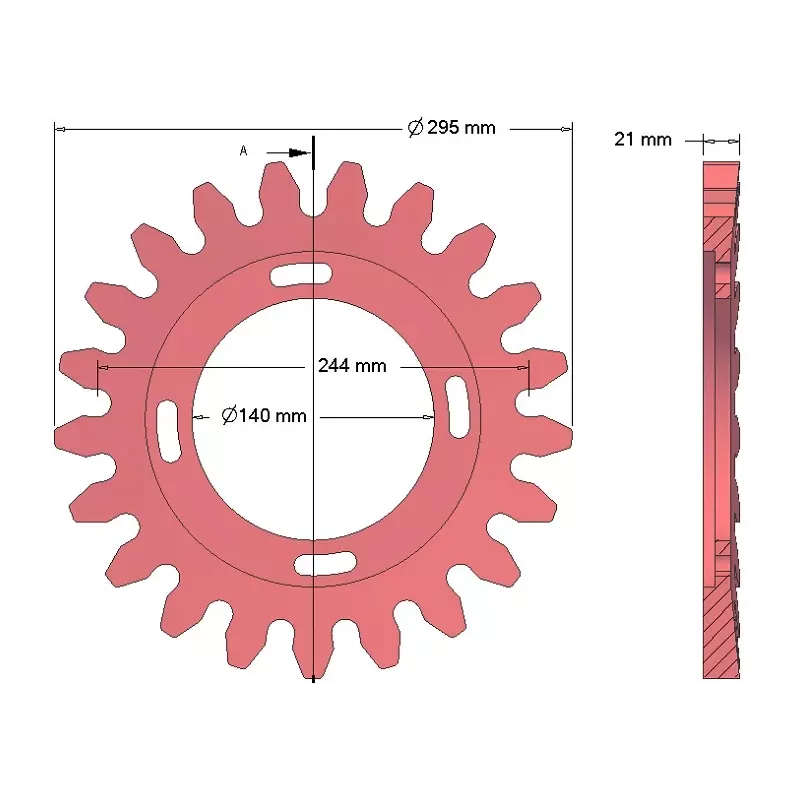 Roller no. 73 – cast iron drive roller Ø295 mm, pitch 40 mm, for Grimme machines | OEM Grimme 200.06504, 006.00294 | made by KiJ