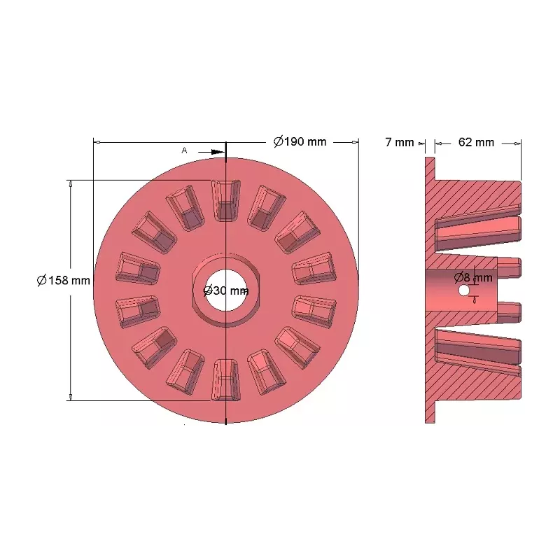 Roller no. 76 – cast iron drive roller Ø158 mm | made by KiJ