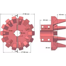 Roller no. 79 – cast iron drive roller Ø195 mm, pitch 40 mm, for Anna potato harvester | OEM Anna 564538002 | made by KiJ