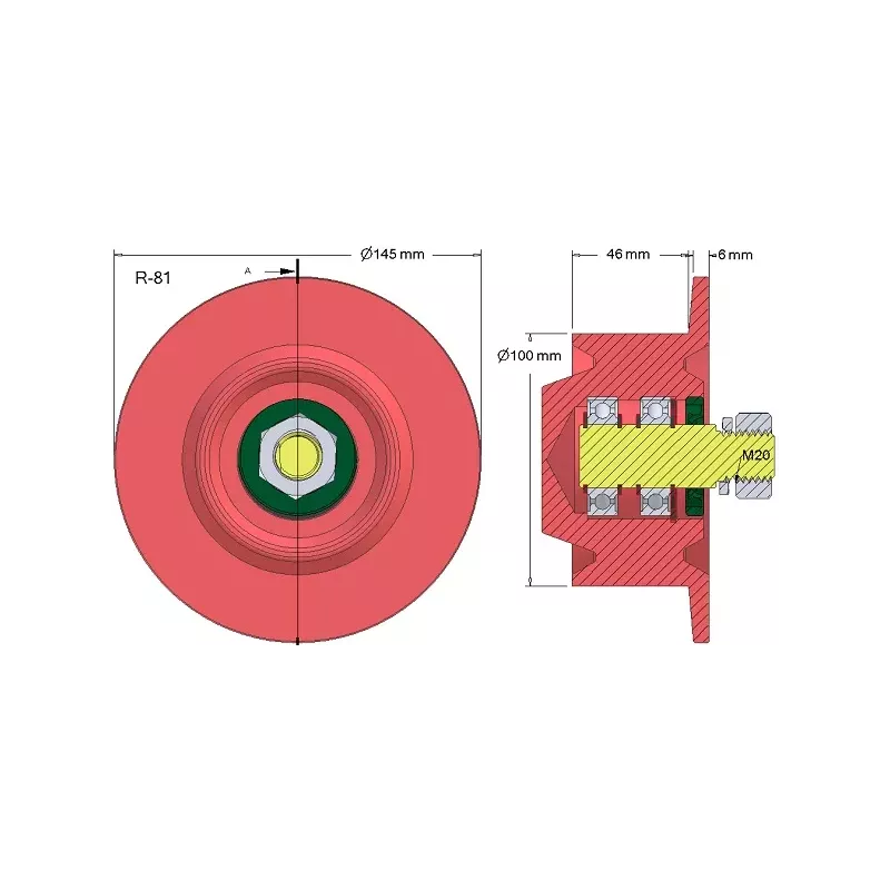 Roller no. 81 – steel return roller Ø100 mm for Anna Z644 potato harvester | OEM Anna 564421016 | made by KiJ