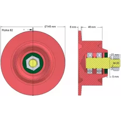 Roller no. 82 – return roller Ø100 mm for Anna Z644 potato harvester | OEM Anna 5644-21-025, 5644-60-022 | made by KiJ