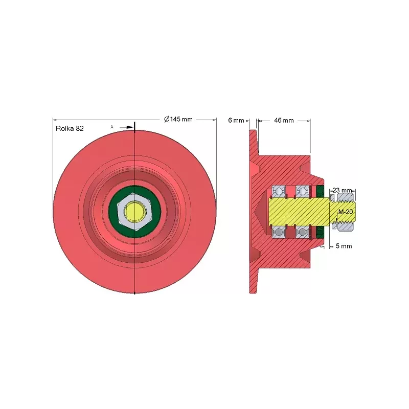 Roller no. 82 – return roller Ø100 mm for Anna Z644 potato harvester | OEM Anna 5644-21-025, 5644-60-022 | made by KiJ