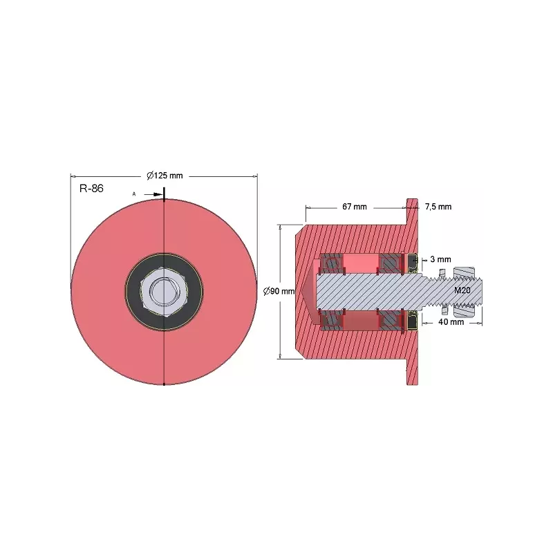 Roller no. 86 – steel return roller Ø90 mm for Anna Z644 potato harvester | OEM Anna 564421015 | made by KiJ