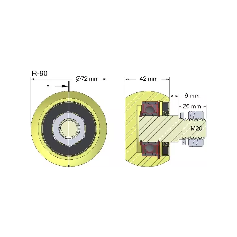 Roller no. 90 – cast iron roller Ø72 mm for Wuhlmaus machines | OEM Wuhlmaus 5644-33-002, 000.03.005.00 | made by KiJ