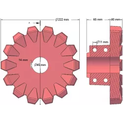 Roller no. 95 – cast iron drive roller Ø222 mm, pitch 42 mm | made by KiJ