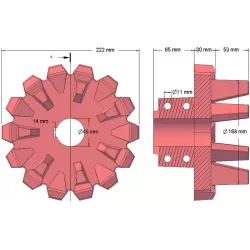 Roller no. 96 – cast iron drive roller Ø168 mm, pitch 42 mm | made by KiJ