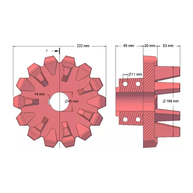 Roller no. 96 – cast iron drive roller Ø168 mm, pitch 42 mm | made by KiJ