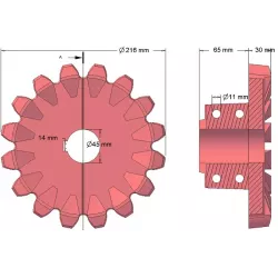 Roller no. 97 – cast iron drive roller Ø216 mm, pitch 36 mm | made by KiJ