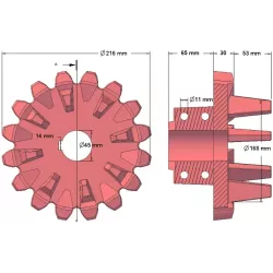 Roller no. 98 – cast iron drive roller Ø168 mm, pitch 36 mm | made by KiJ
