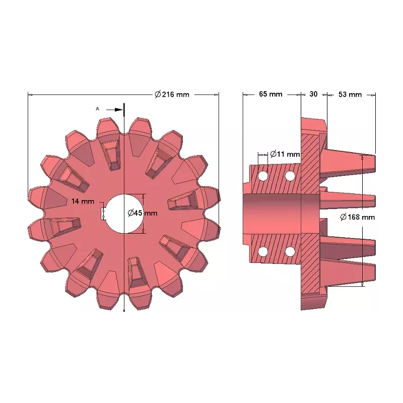 Roller no. 98 – cast iron drive roller Ø168 mm, pitch 36 mm | made by KiJ