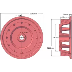 Roller no. 103 – cast iron drive roller Ø258 mm, pitch 35 mm | made by KiJ