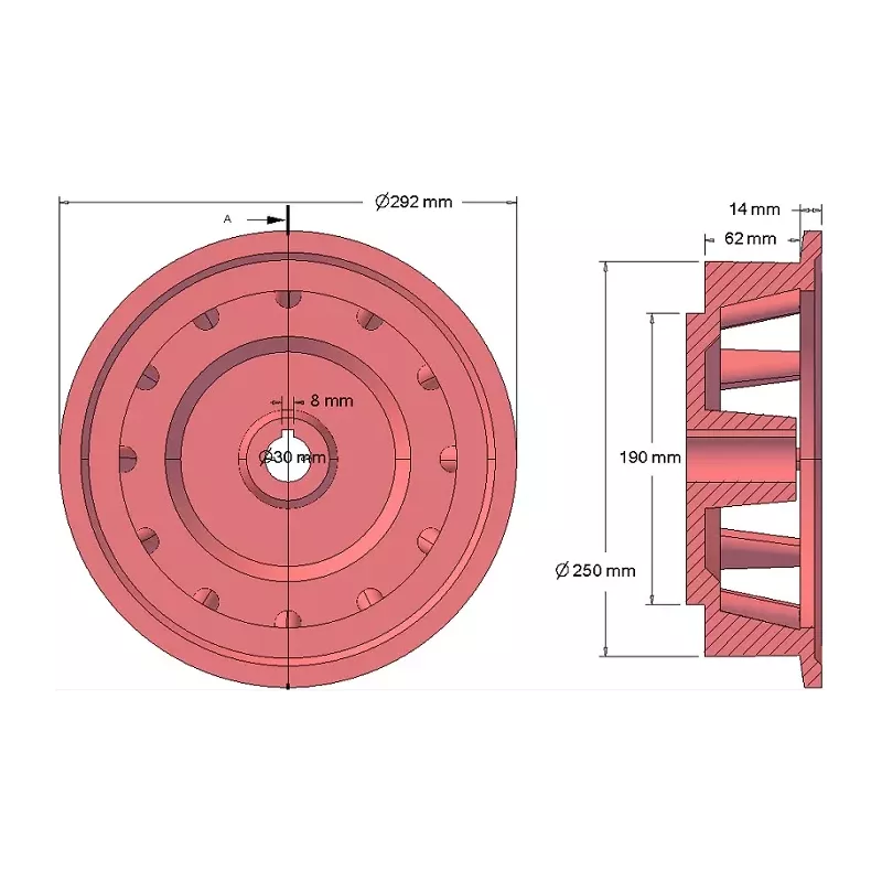 Roller no. 103 – cast iron drive roller Ø258 mm, pitch 35 mm | made by KiJ