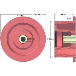 Roller no. 121 – support roller Ø128 mm for Grimme machines | OEM Grimme 200.49508 | made by KiJ