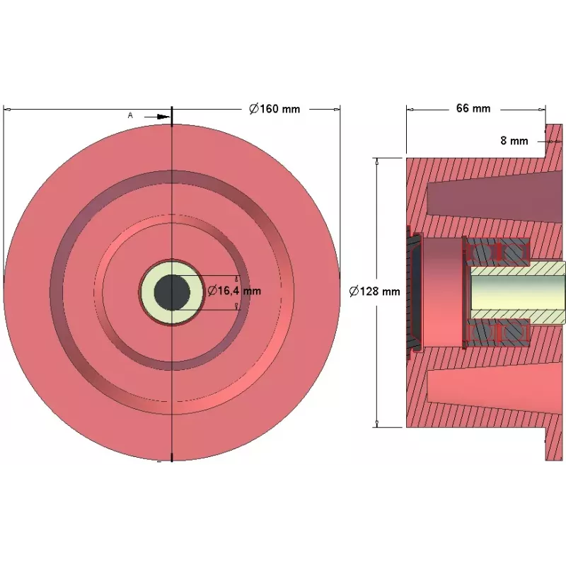 Roller no. 121 – support roller Ø128 mm for Grimme machines | OEM Grimme 200.49508 | made by KiJ
