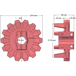 Roller no. 123 – cast iron drive roller Ø176 mm, pitch 42 mm, for Anna Z644 potato harvester | OEM Anna 564438002 | made by KiJ