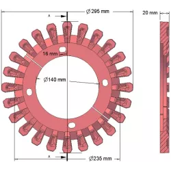 Roller no. 128 – cast iron roller Ø295 mm, pitch 60 mm, for Grimme machines | OEM Grimme 006.00295, 200.06503 | made by KiJ