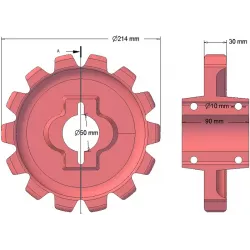 Roller no. 148 – cast iron drive roller Ø214 mm, pitch 42 mm | made by KiJ