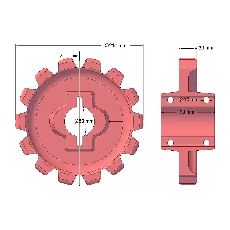 Roller no. 148 – cast iron drive roller Ø214 mm, pitch 42 mm | made by KiJ