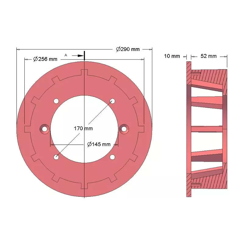 Roller no. 170 – cast iron drive roller Ø251 mm, pitch 35 mm | made by KiJ
