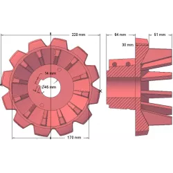 Roller no. 172 – cast iron drive roller Ø170 mm, pitch 50 mm | made by KiJ